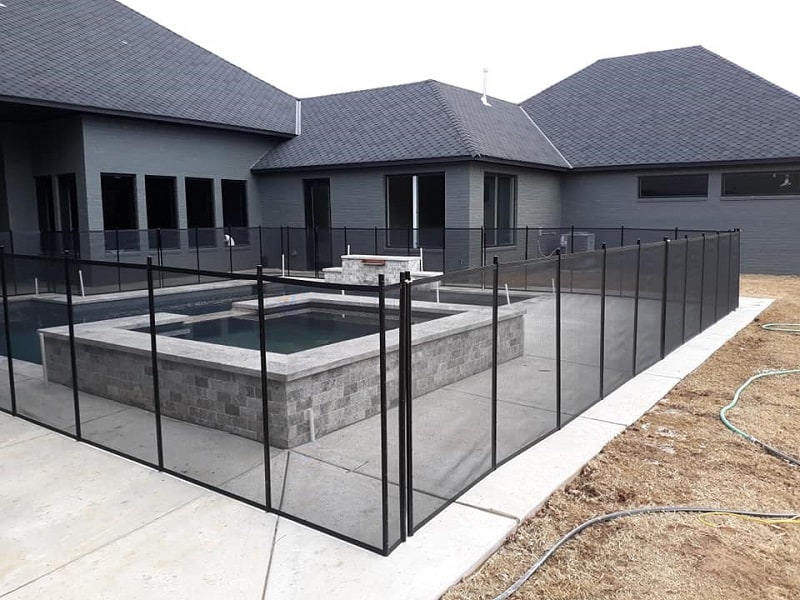 mesh pool fence installed