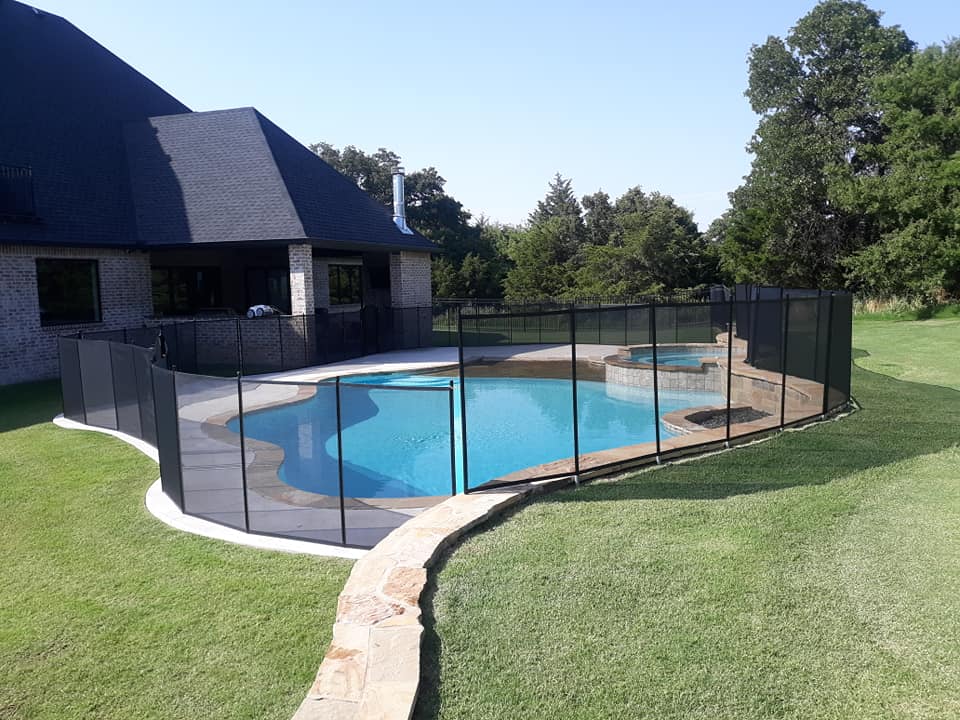 Enid 135 ft. Black Life Saver Pool Fence Step Down
