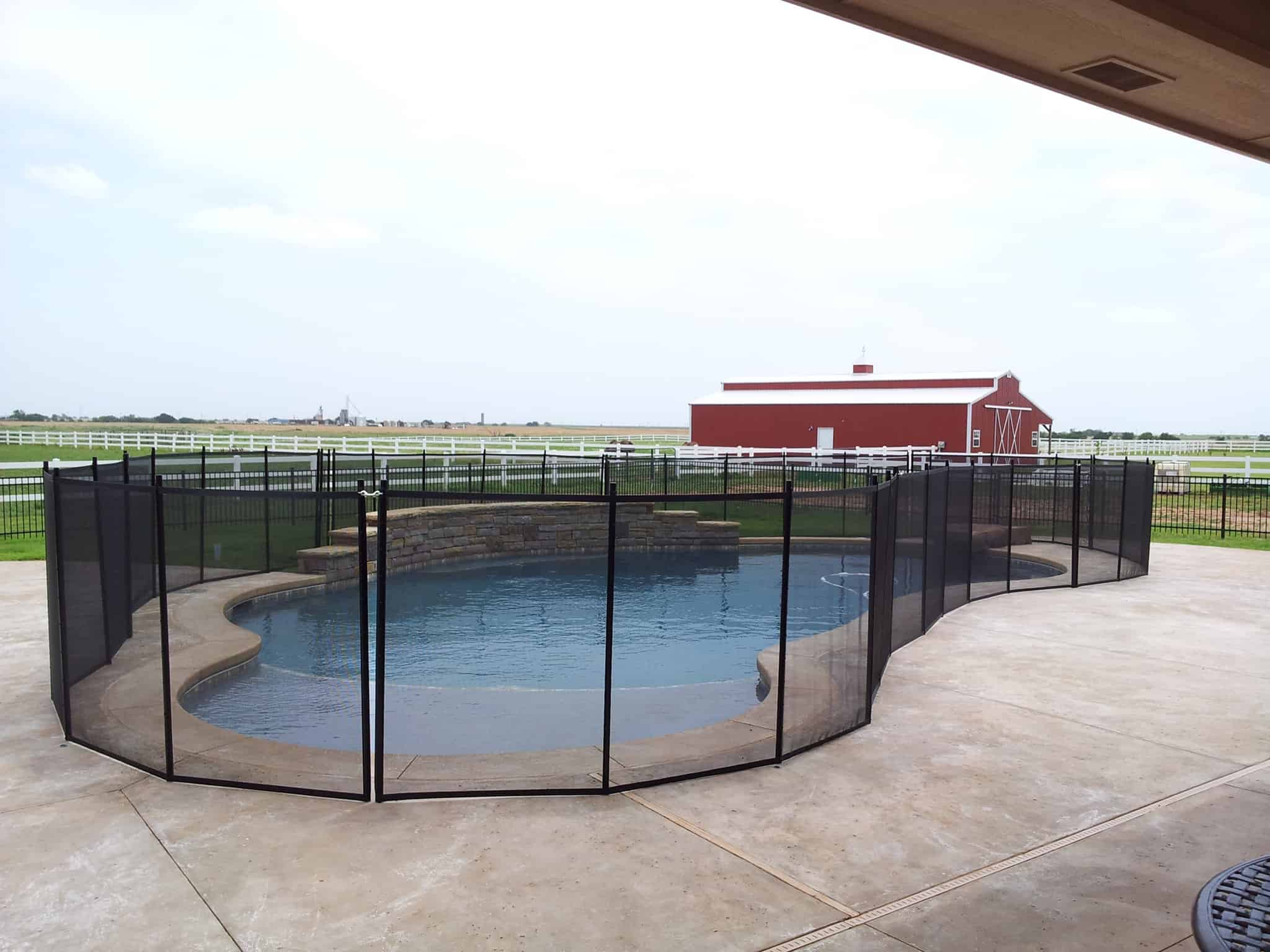 black mesh pool fence installed in Oklahoma City
